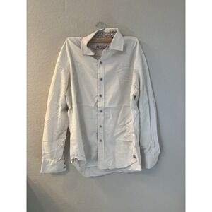 Robert Graham Men's White Jacquard Pattern Button Down Cotton Shirt Size Large